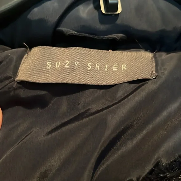 Suzy Shier double layer puffer jacket with fur lined hood, navy, size M - Picture 4 of 11